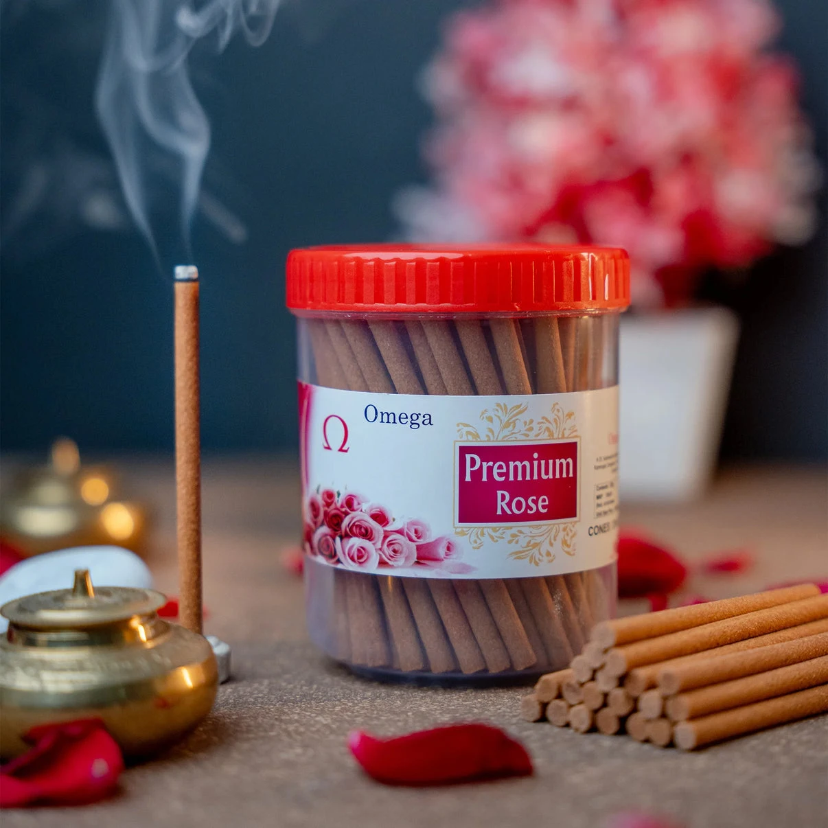 Premium Rose Bambooless Dhoop Sticks – Jar