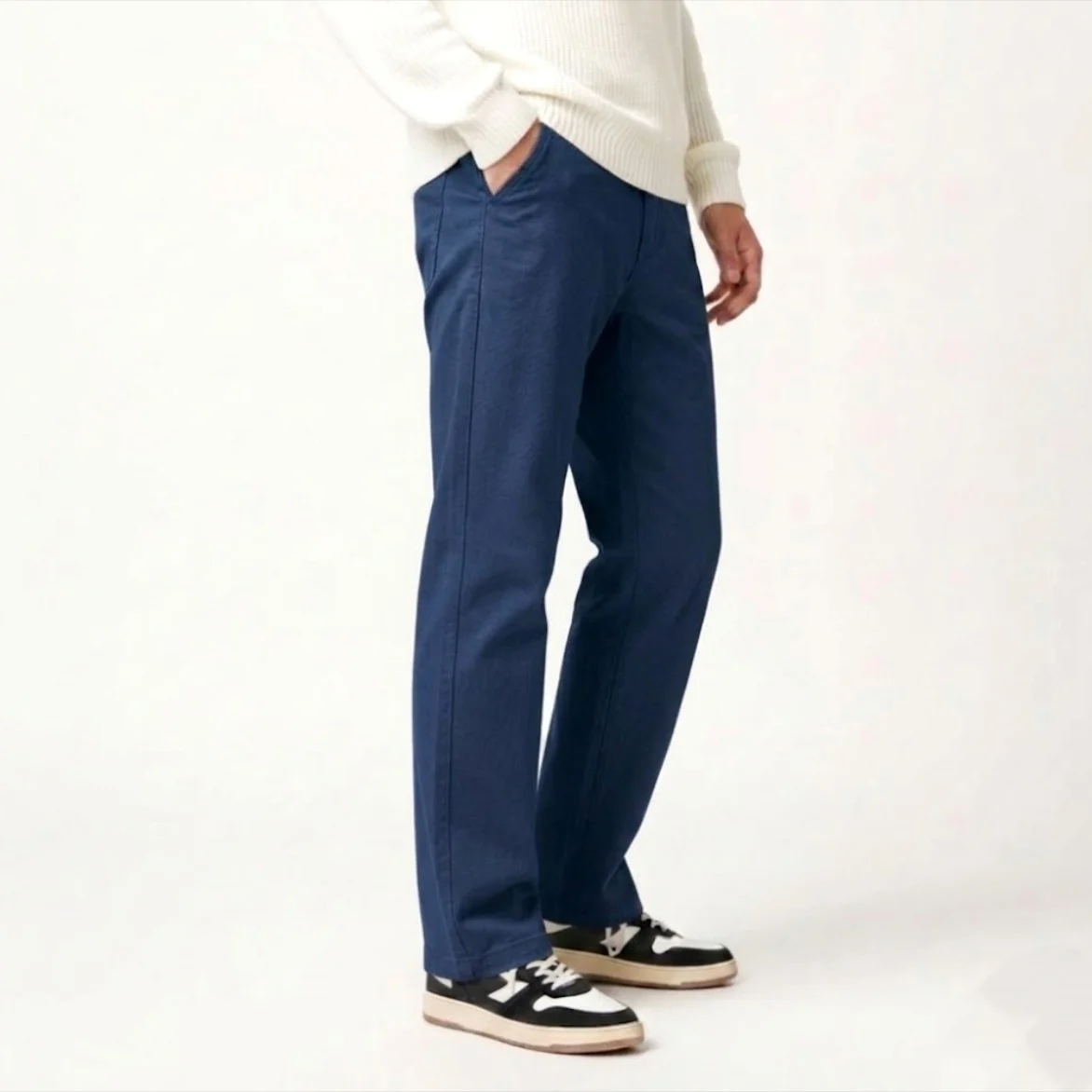 Navy Blue Straight Cut Baggy Pants