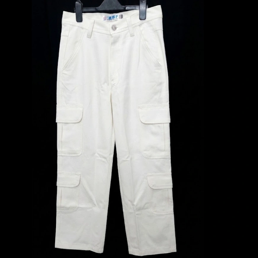8 Pocket White Baggy Cargo Pants  thumbnail 2