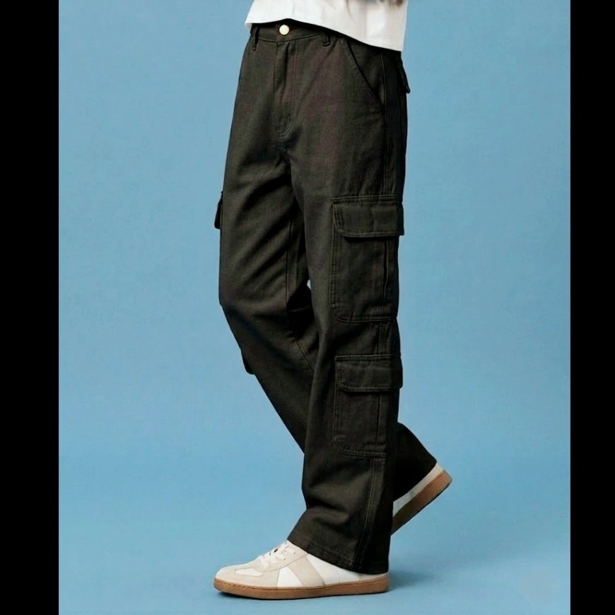  8 Pocket Black Baggy Cargo Pants  Baggy pant 8 Pocket White Baggy Cargo Pants thumbnail 2