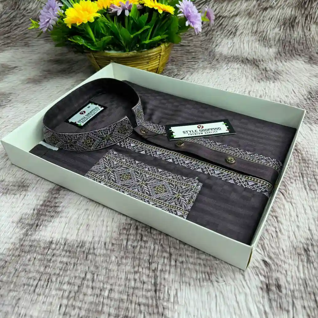 Soft Cotton Fabric Punjabi-brown
