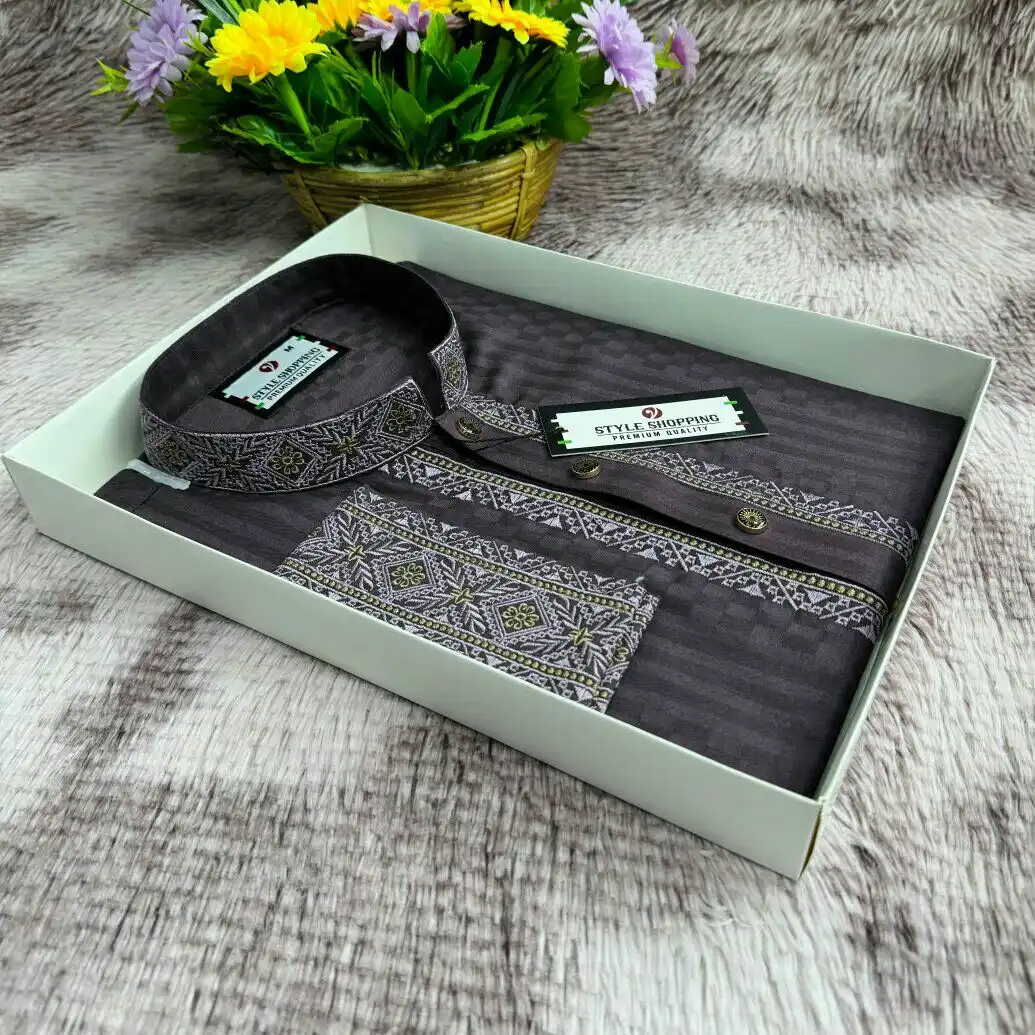 Soft Cotton Fabric Punjabi-brown