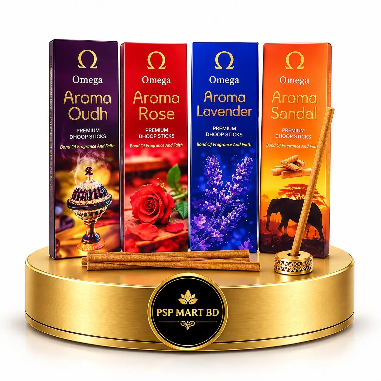 Omega Aroma Dhoop Sticks 4 in 1 Combo