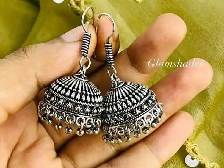 187 silver jhumka