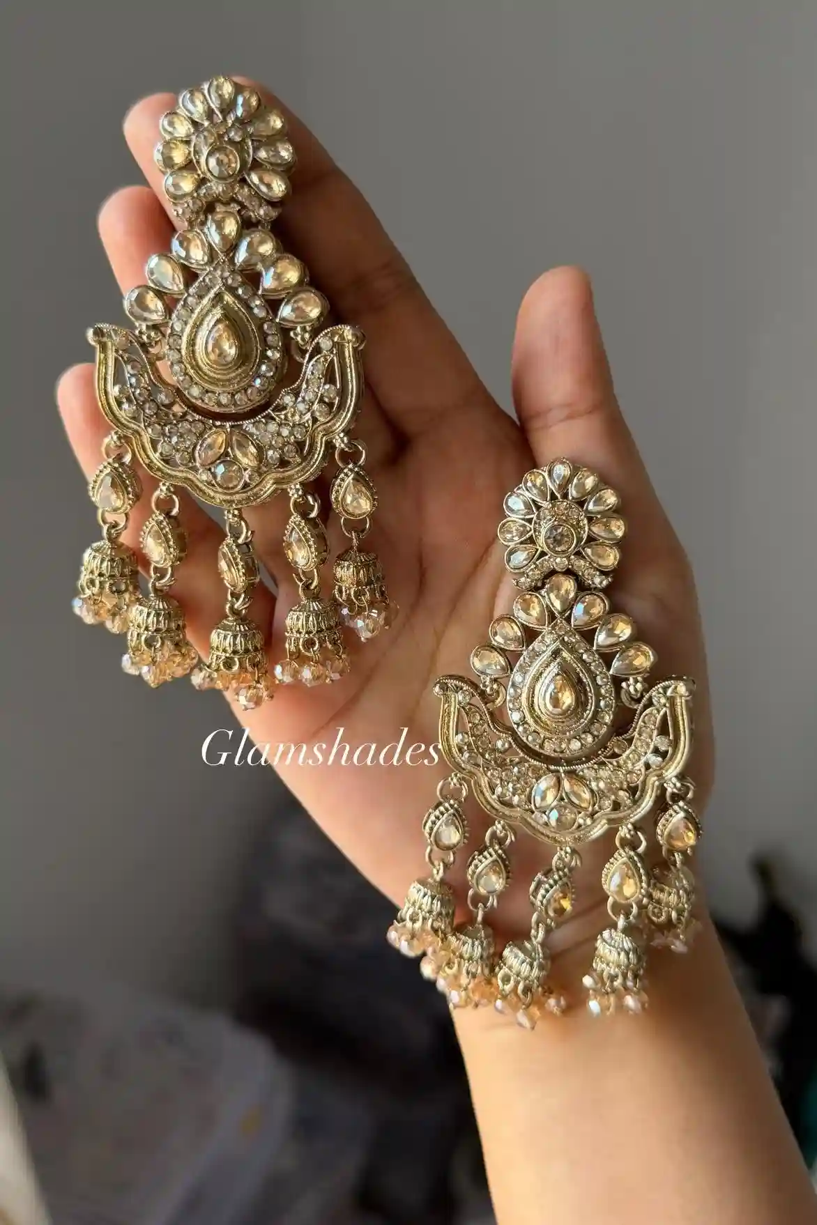 Champagne Statement with mini dropped jhumka