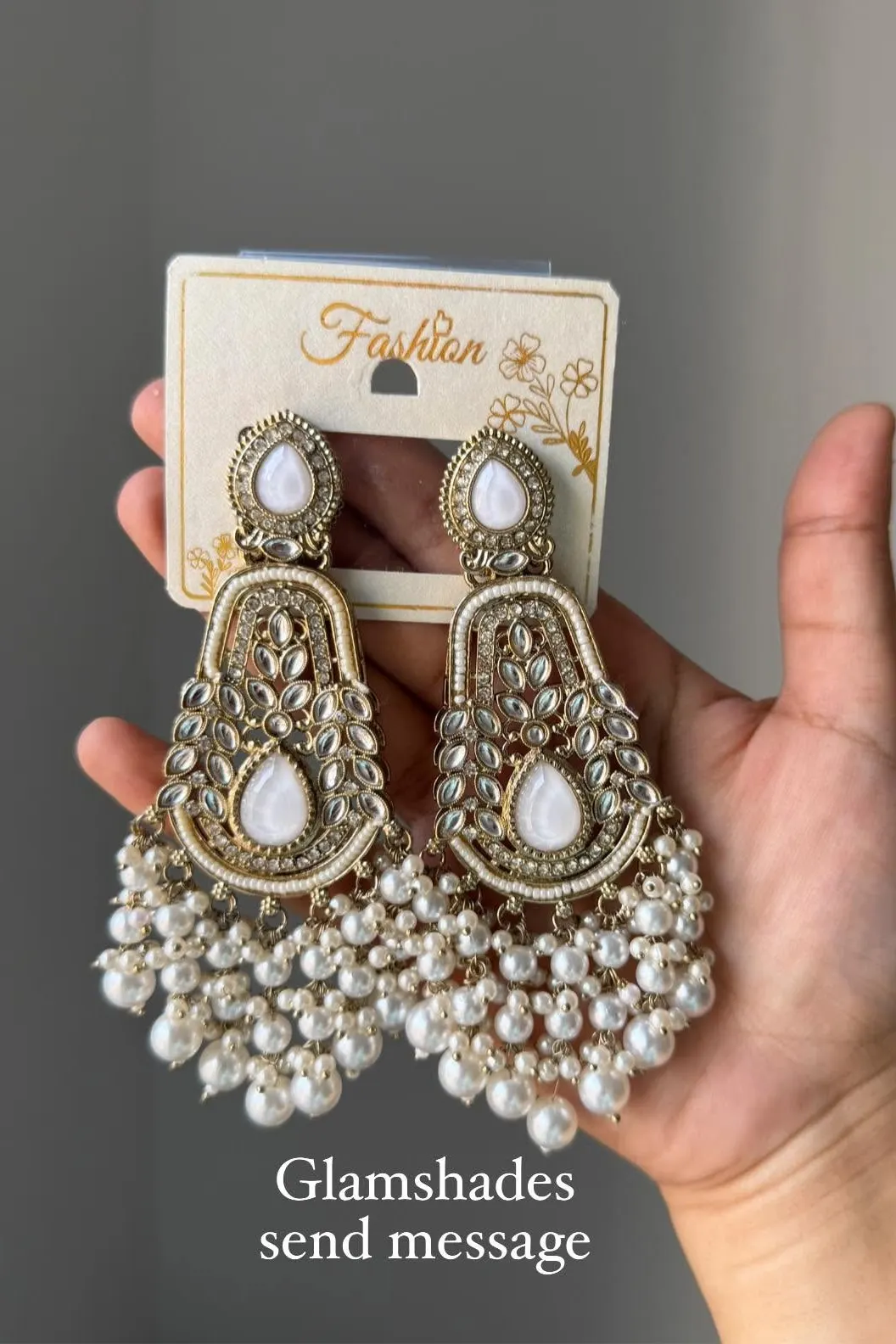 White pearl dropped beads statement