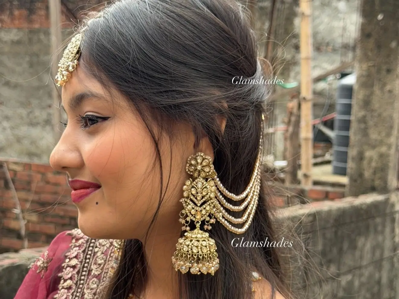 Big jhumka tana and tikli set  thumbnail 2