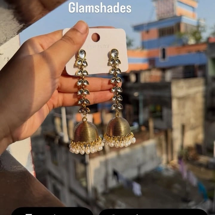 long pattern metal jhumka