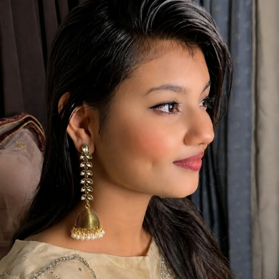 long pattern metal jhumka thumbnail 2