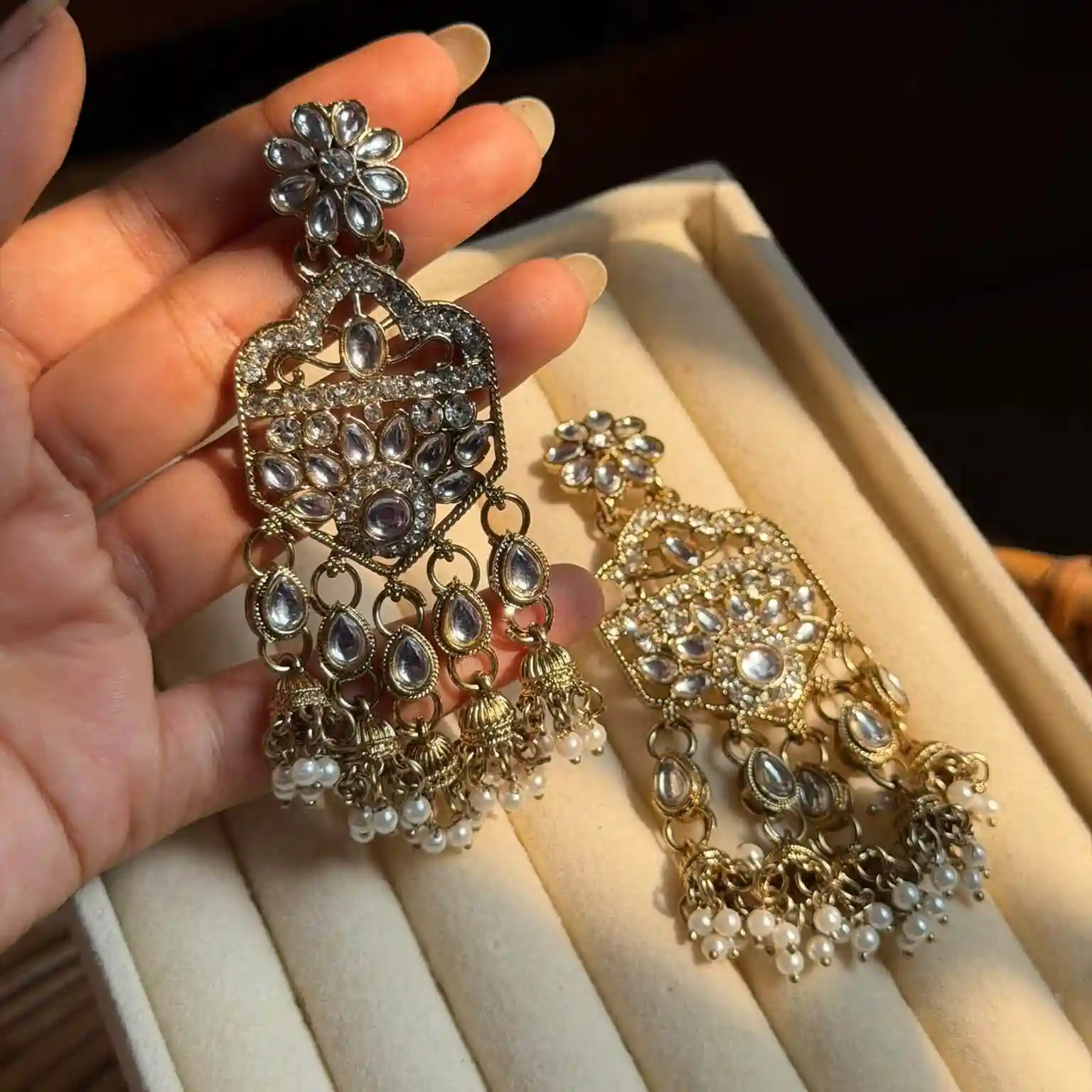 👑✨ SHEESH MAHAL KUNDAN EARRINGS ✨👑