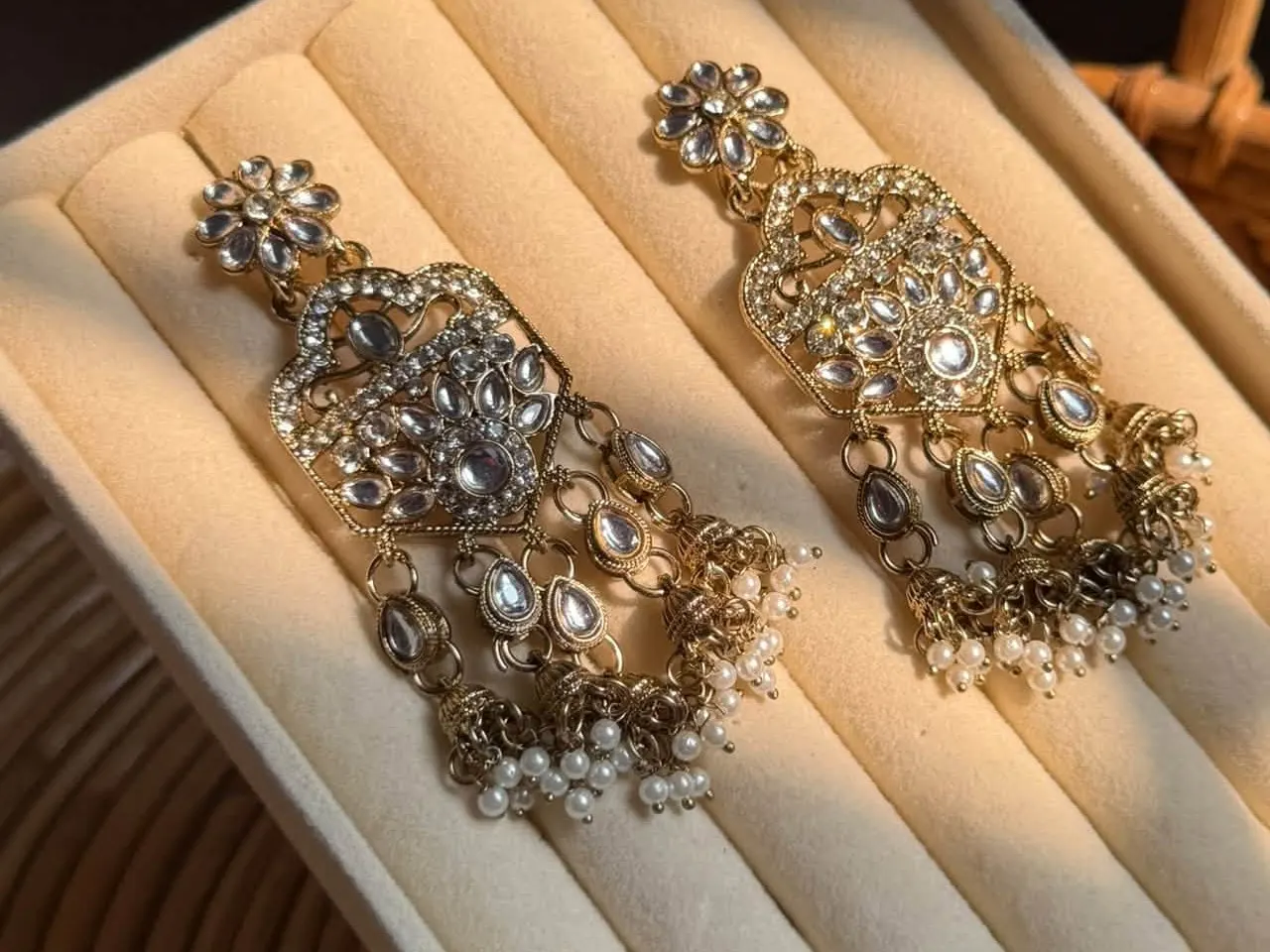 👑✨ SHEESH MAHAL KUNDAN EARRINGS ✨👑