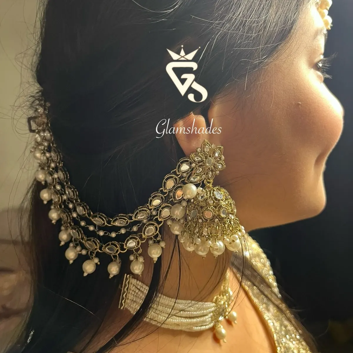 Mirror Work tana jhumka with tikli thumbnail 2