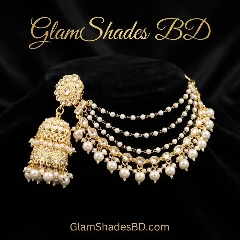 Long tana with white jhumka