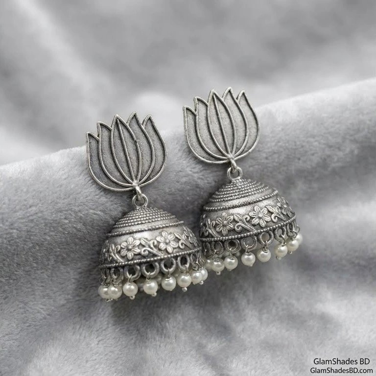 Lotus Brass Jhumka thumbnail 2