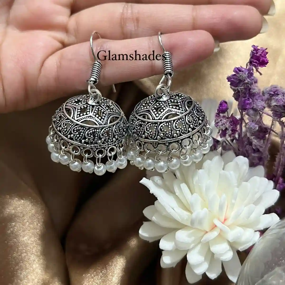 Classic Oxidized Pearl Jhumka