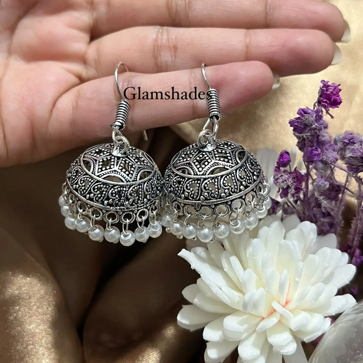 Classic Oxidized Pearl Jhumka