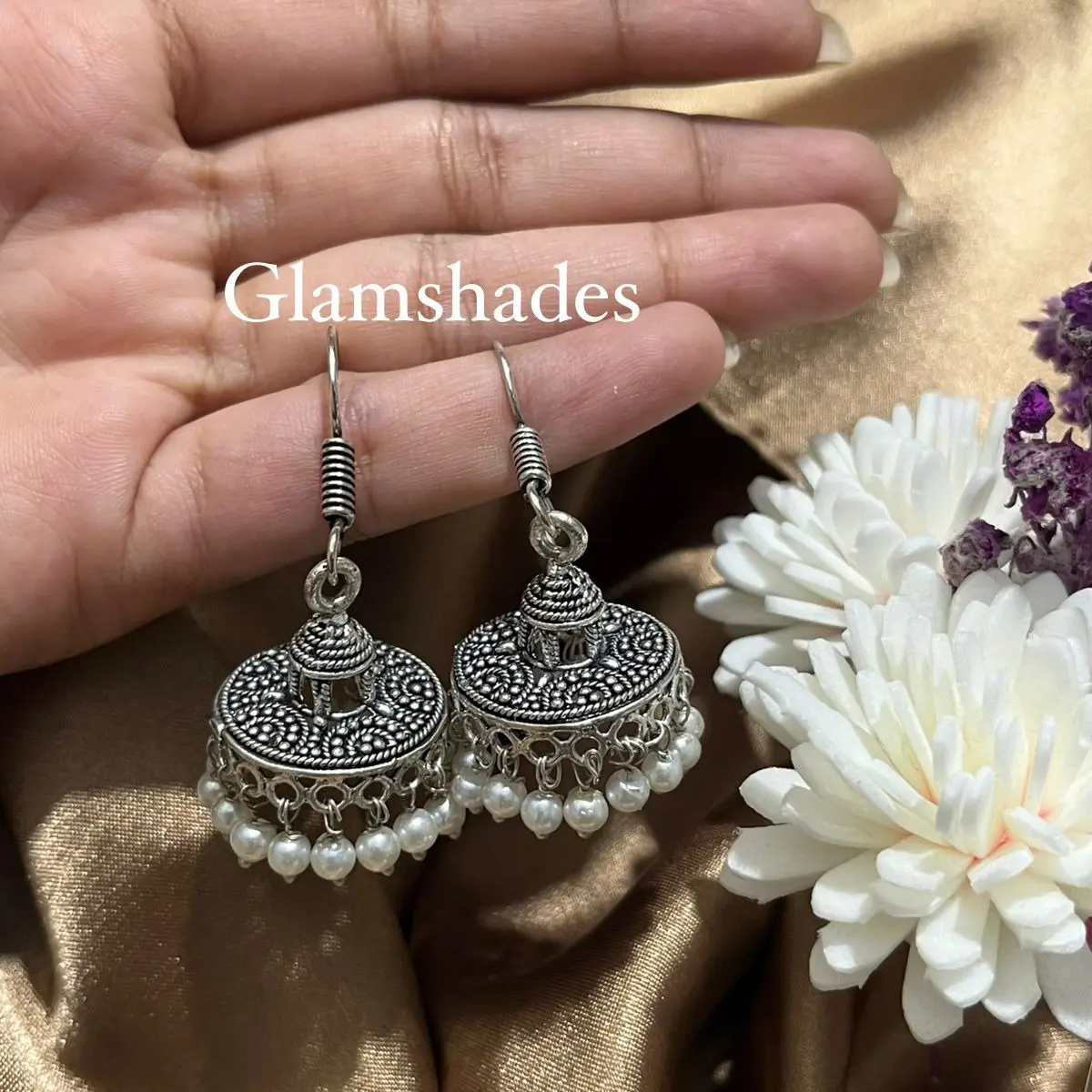 Royal Oxidized Dome Pearl Jhumka