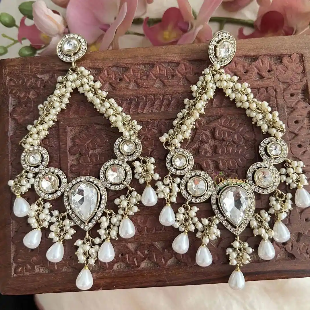 Pearl Embellished ChandBali Festive Earrings
