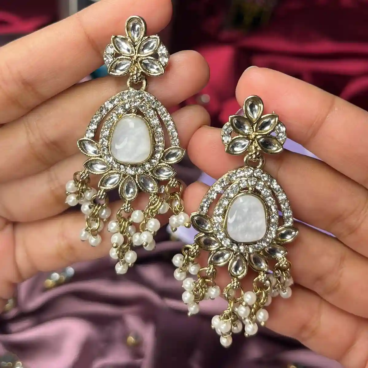 MoonStone White Pearl Earrings