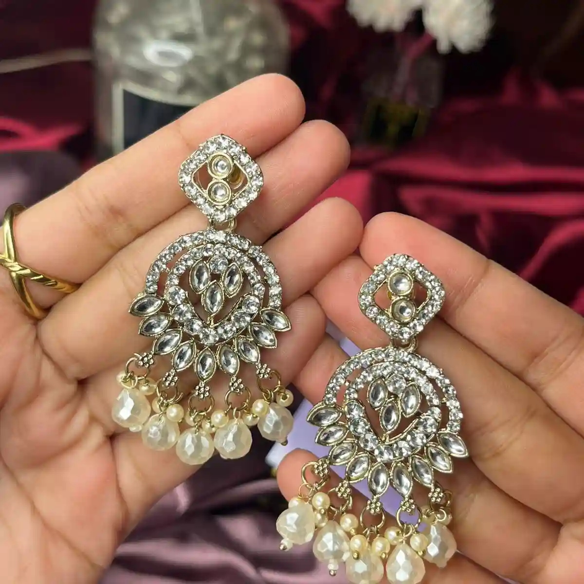 Small Statement White Pearl Earrings