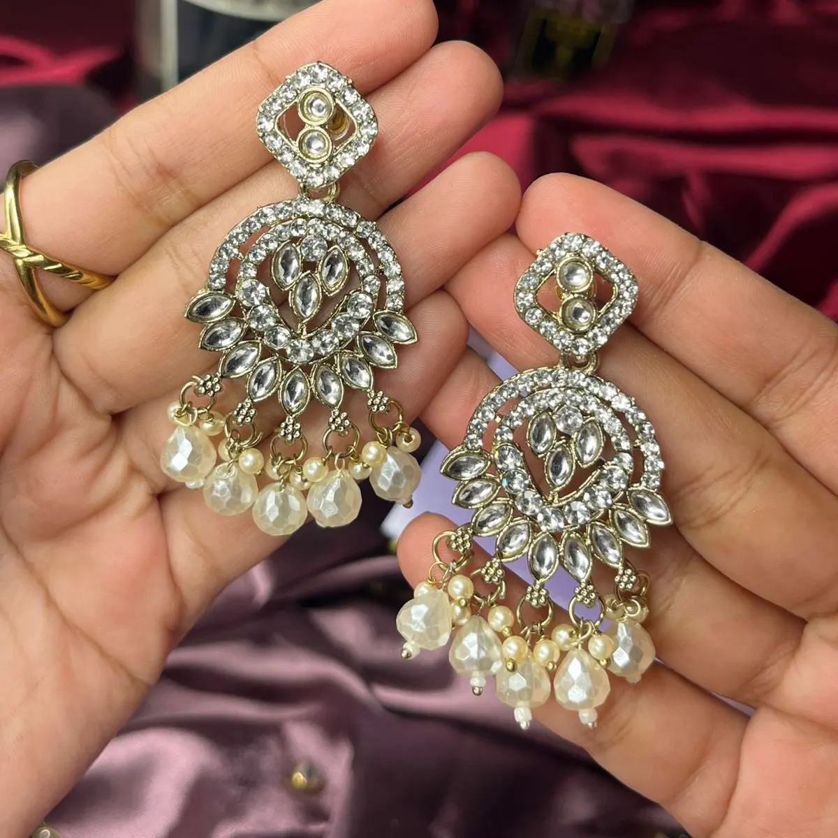 Small Statement White Pearl Earrings