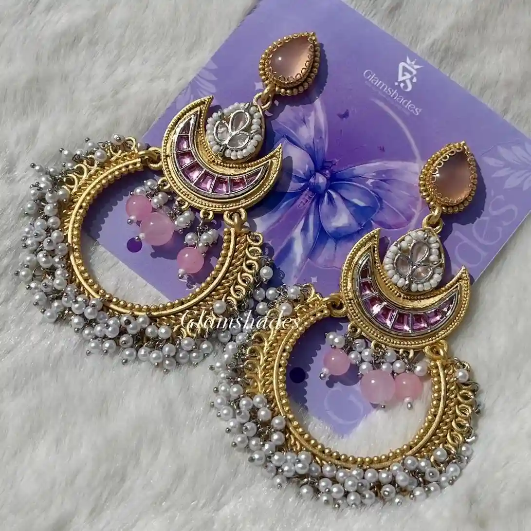 Chandbali shaped kashmiri earrings