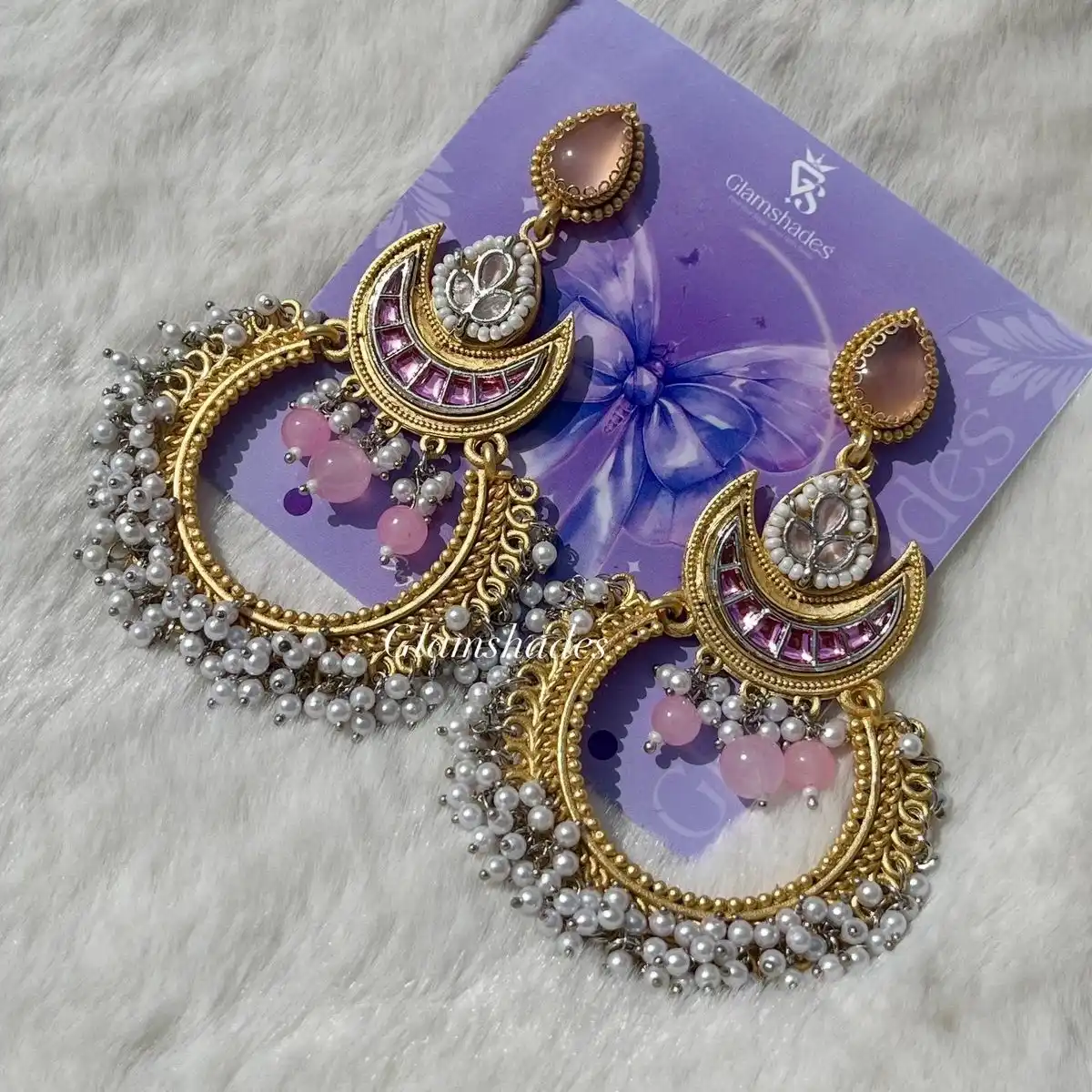 Chandbali shaped kashmiri earrings