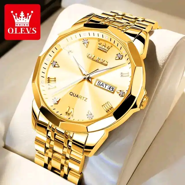 Olevs 9931 Stylish Watch-golden color