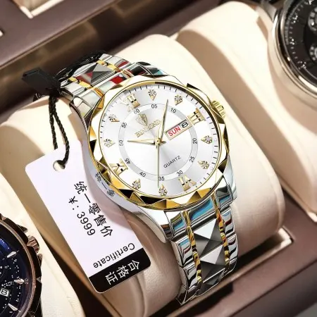 Binbond diamond glass mens watch-Siver -Toton