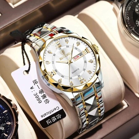 Binbond diamond glass mens watch-Siver -Toton