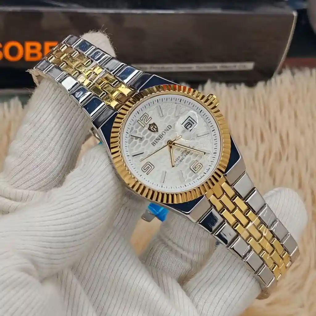 Binbond 8181 Silver Golden White Man’s Watch