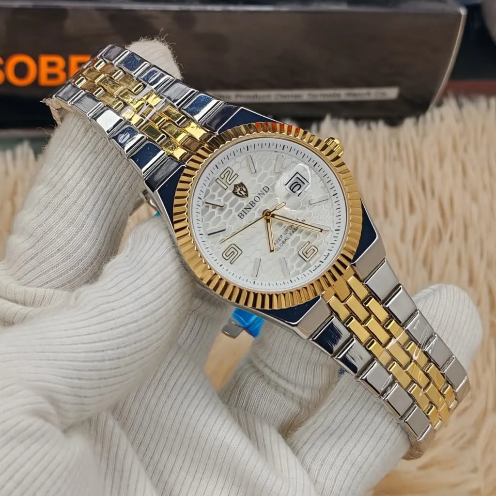 Binbond 8181 Silver Golden White Man’s Watch