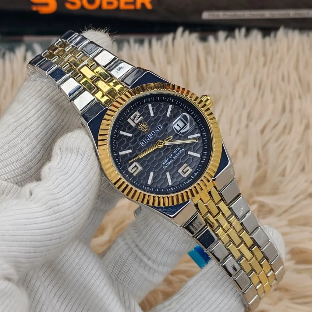 Binbond 8181 Silver Golden Black Man’s Watch