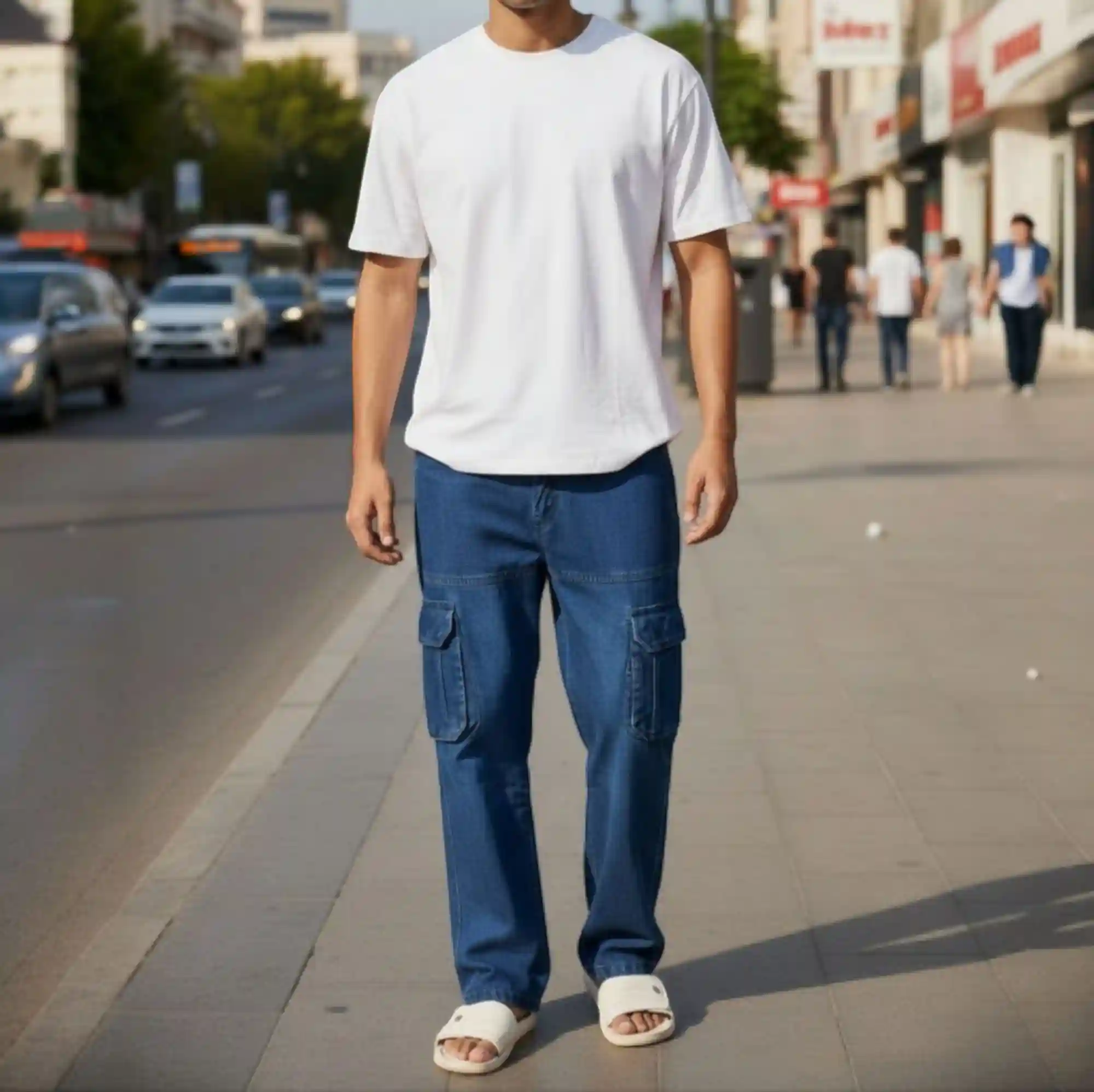 Blue Denim Baggy Cargo 