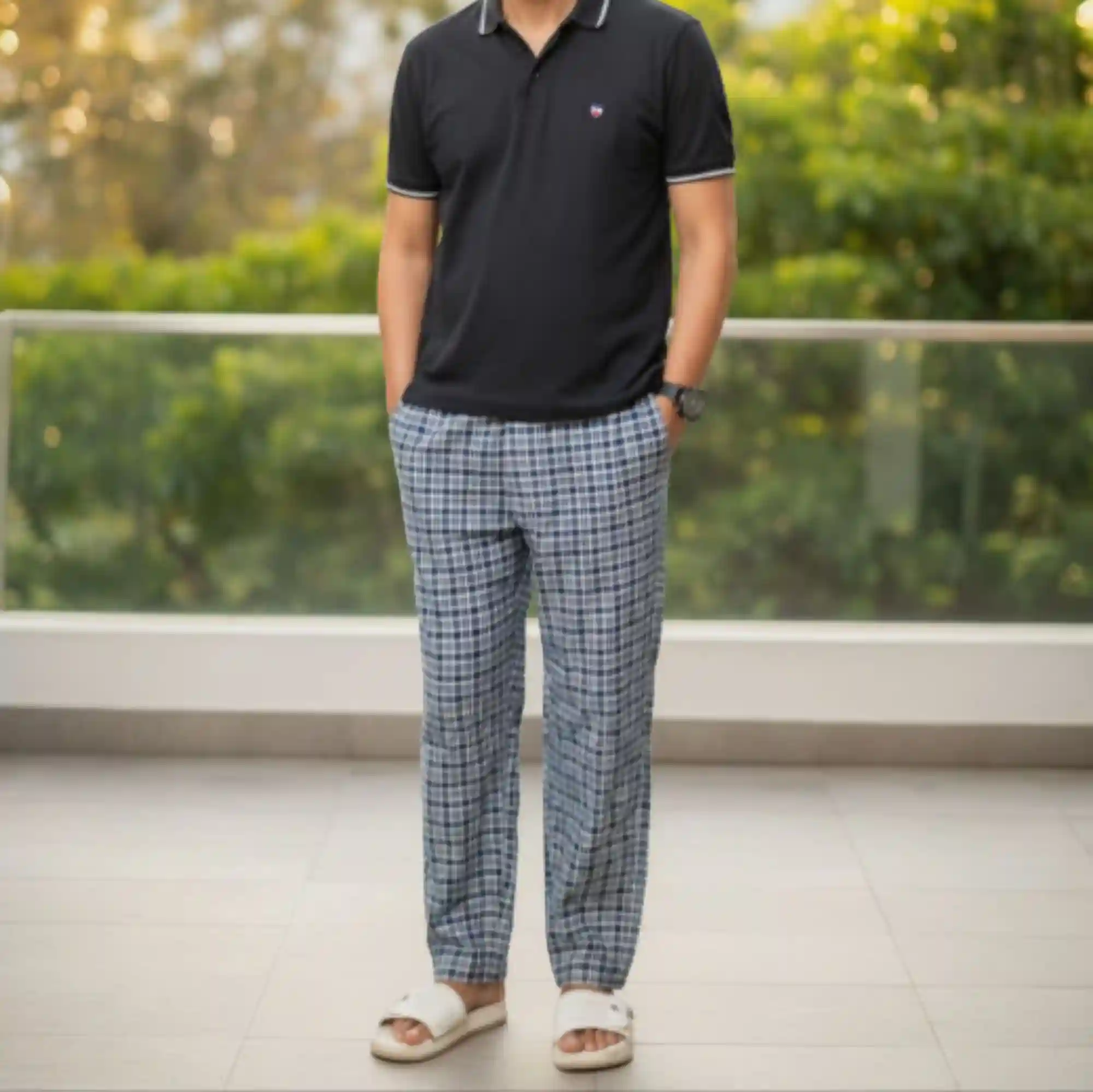 Black Check Harem Cotton Trouser