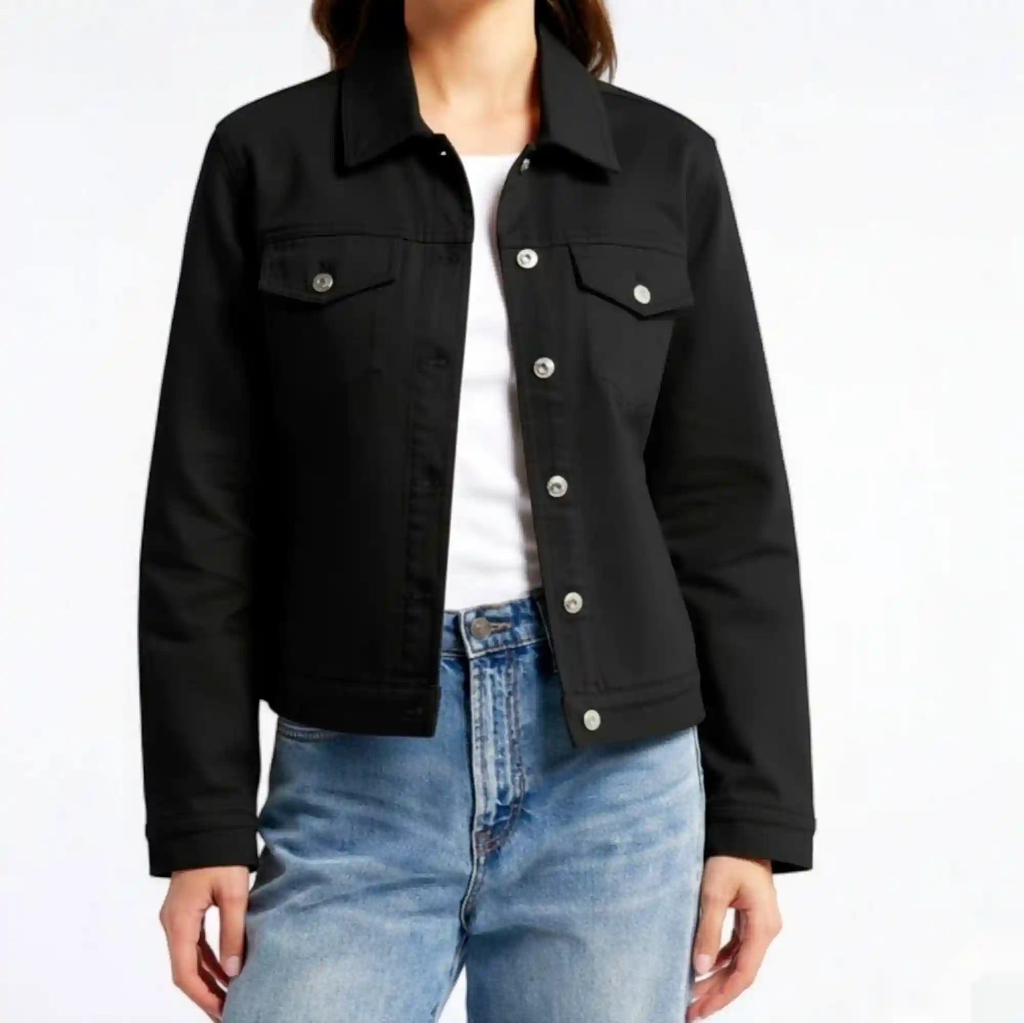 Ladies Black Twill Fancy Jacket