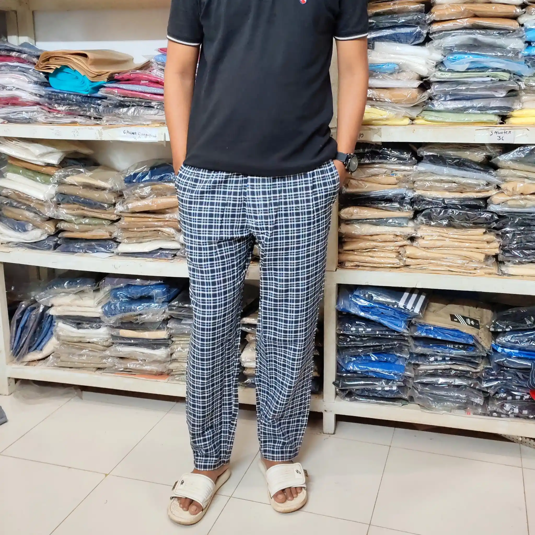 Black Check Harem Cotton Trouser