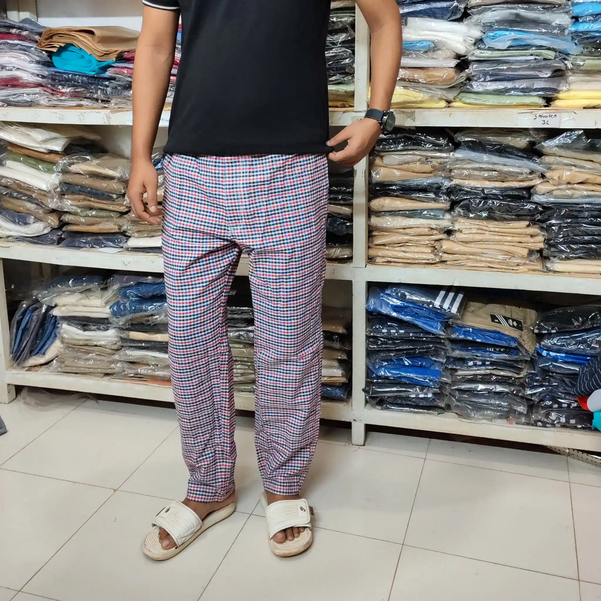 Red check Harem Cotton Trouser