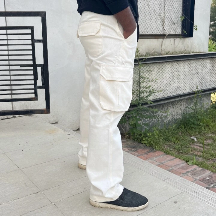 Creamy White Colour Baggy Cargo  thumbnail 4