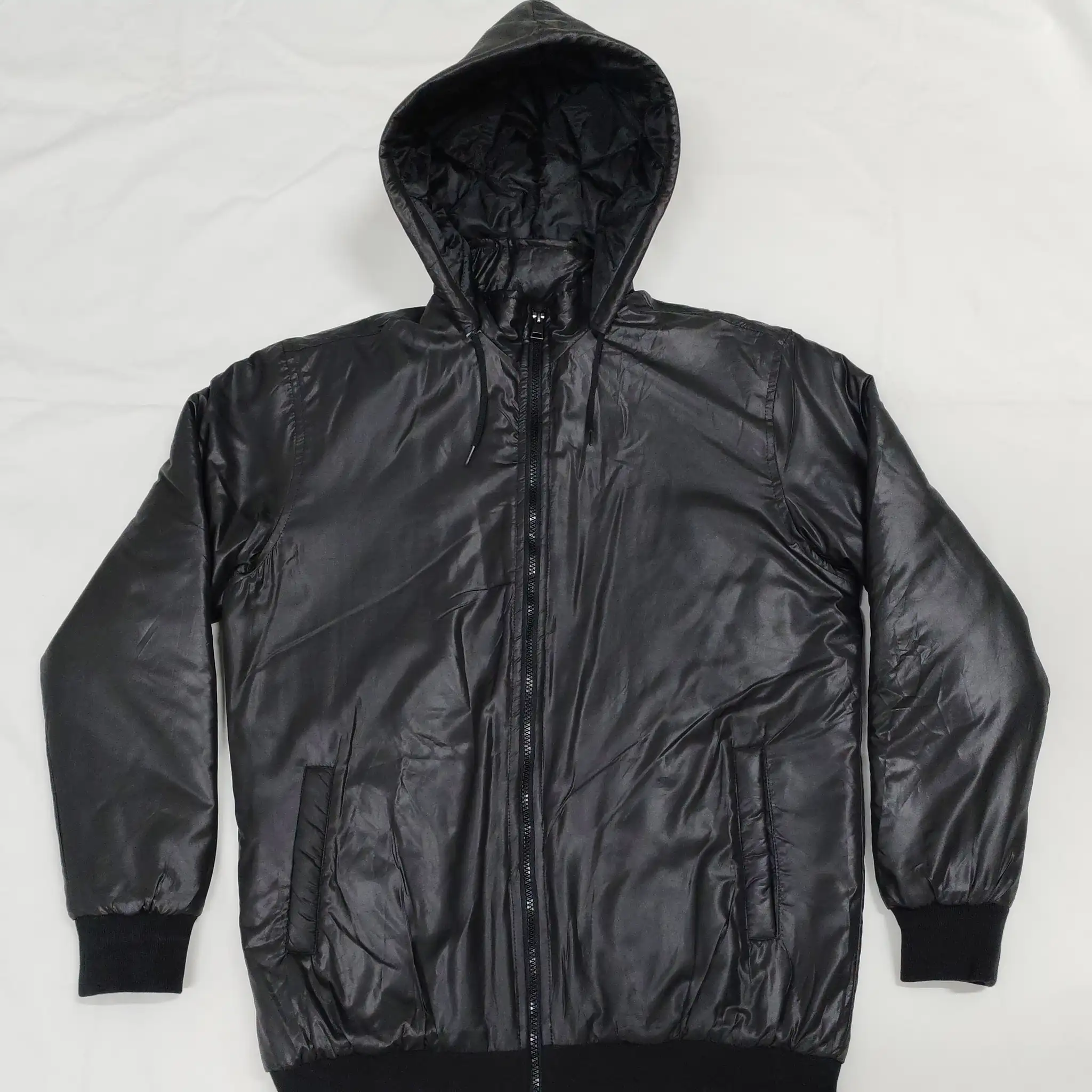 Men's Black Puffer Hoodie Jacket thumbnail 4