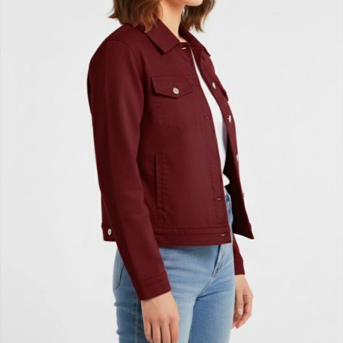 Ladies Maroone Twill Fancy Jacket