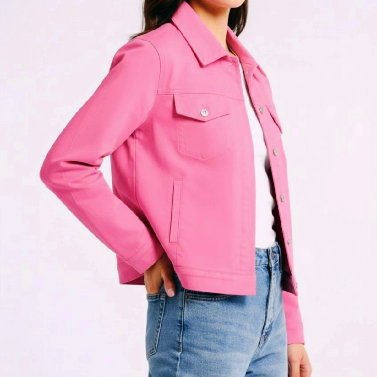 Ladies Pink Twill Fancy Jacket