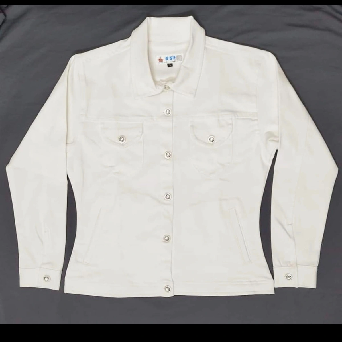 Ladies White Twill Fancy Jacket thumbnail 2