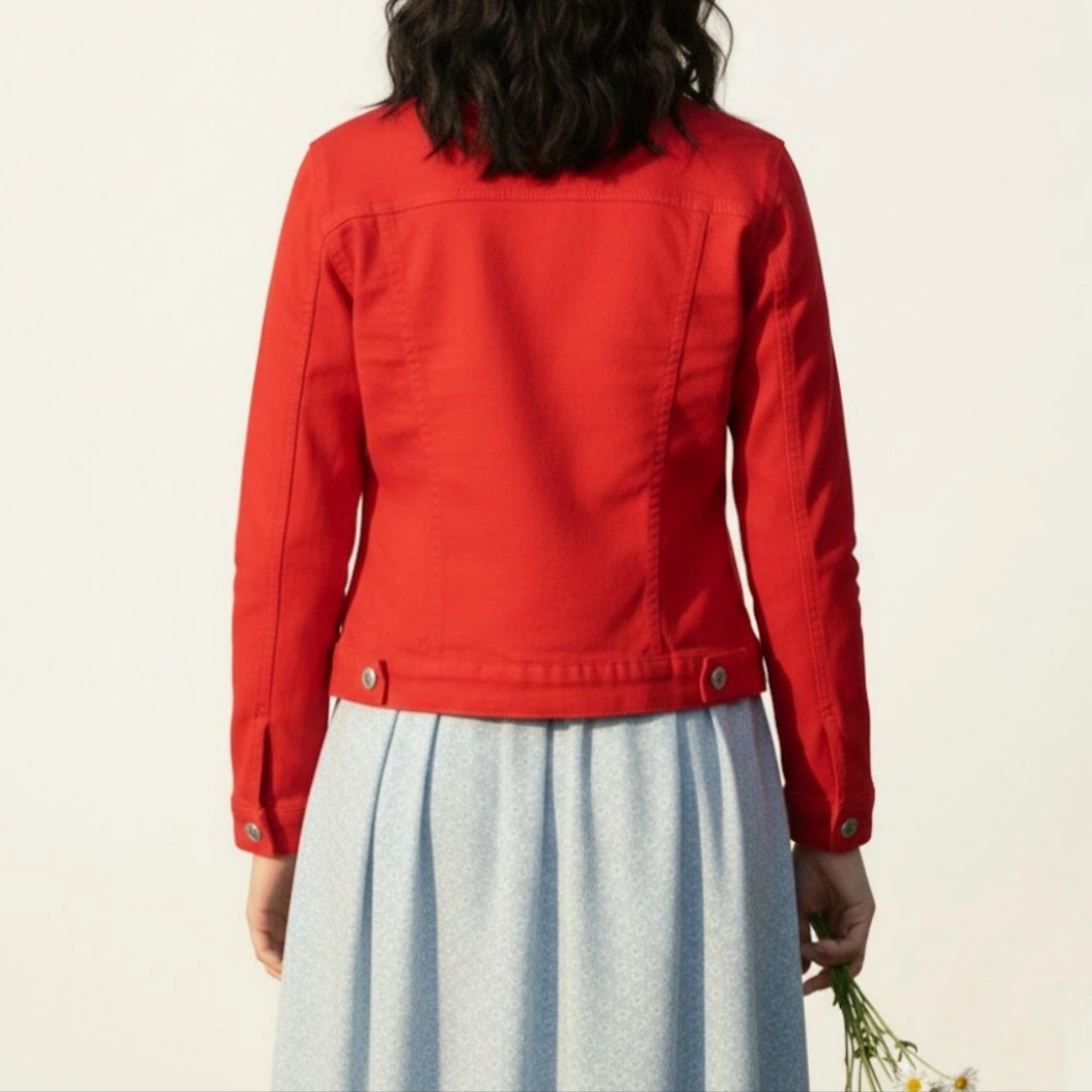 Ladies Red Twill Fancy Jacket thumbnail 2