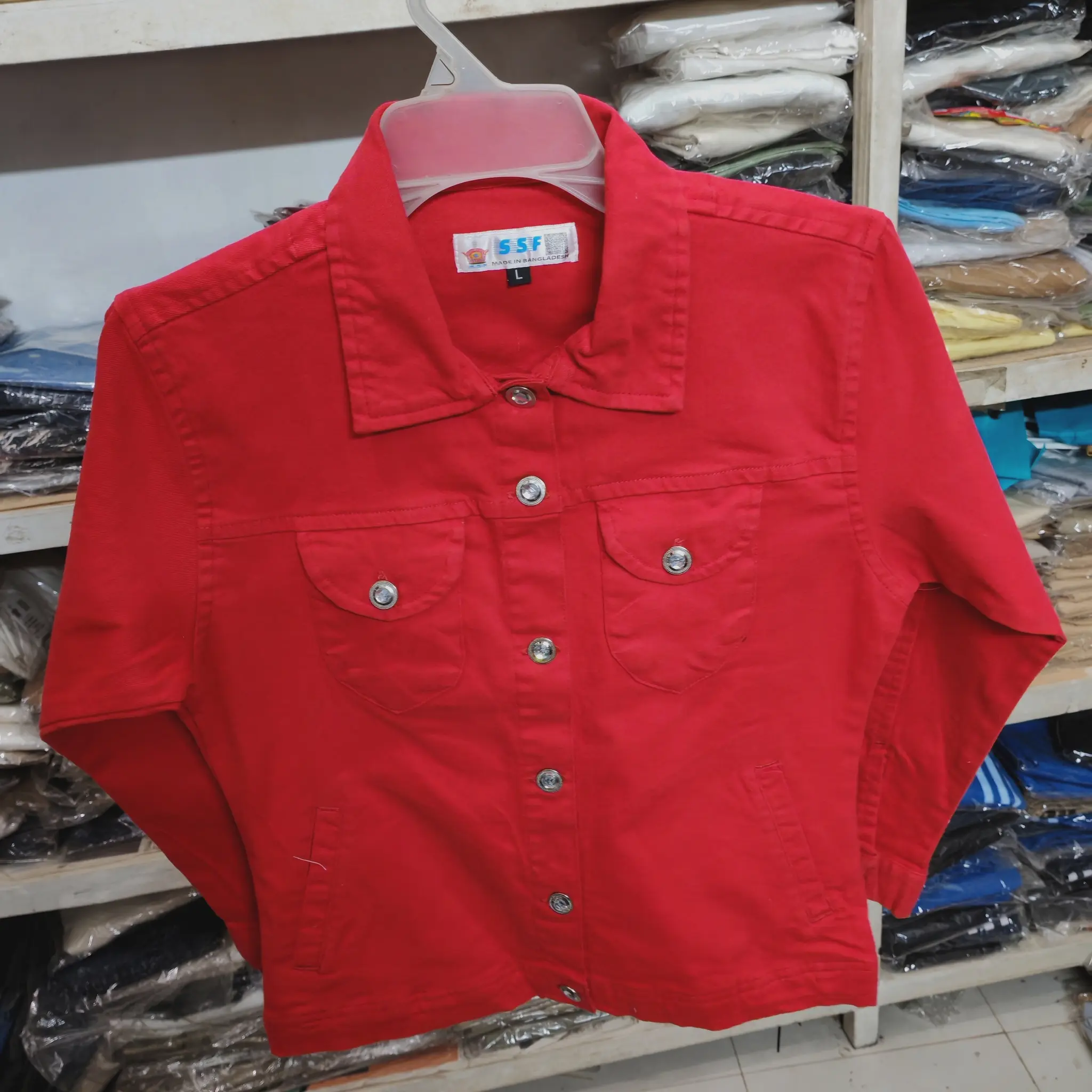 Ladies Red Twill Fancy Jacket thumbnail 3