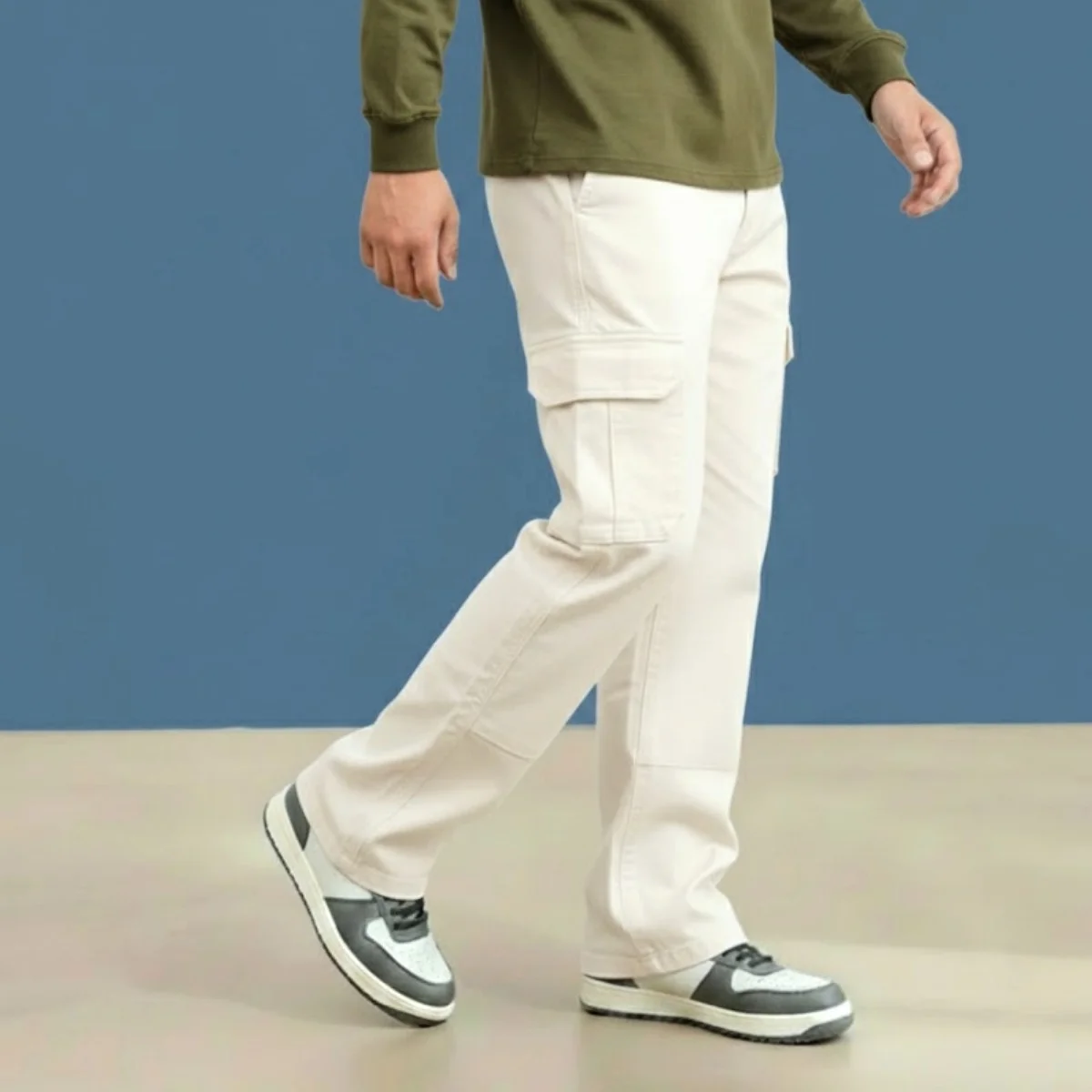 Creamy White Colour Baggy Cargo 