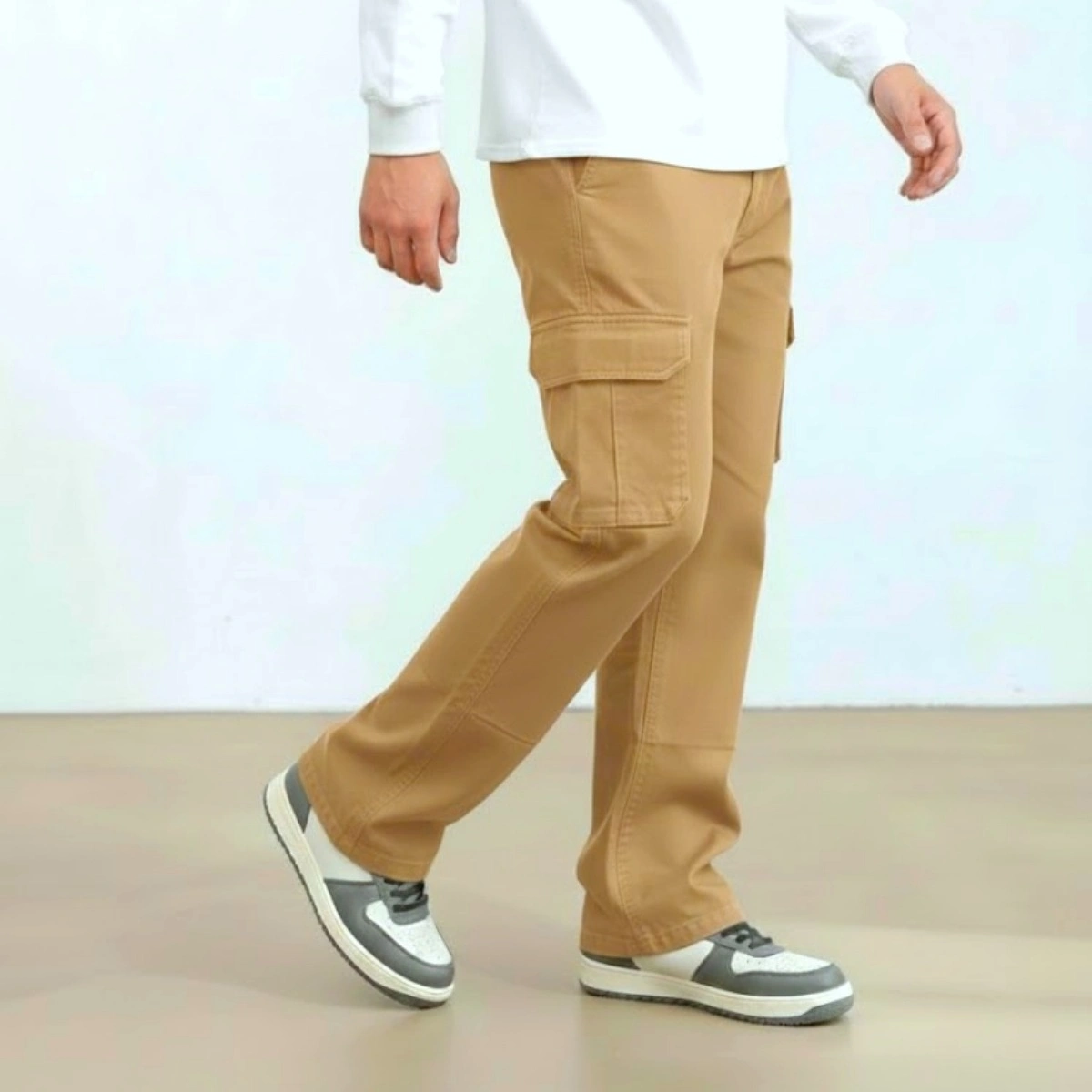 Khaki Colour Baggy Cargo thumbnail 4