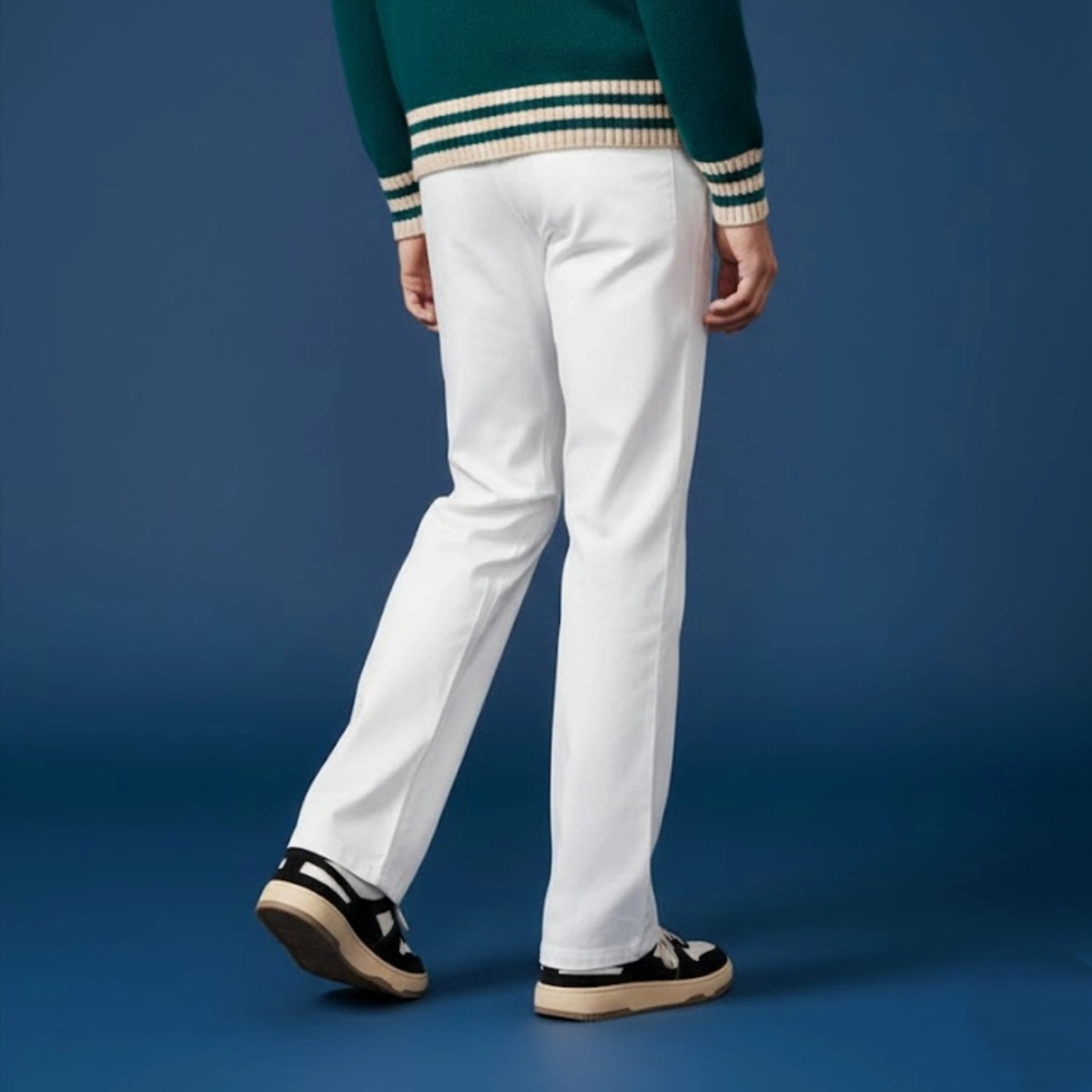 White Straight Cut Baggy Pants  thumbnail 4