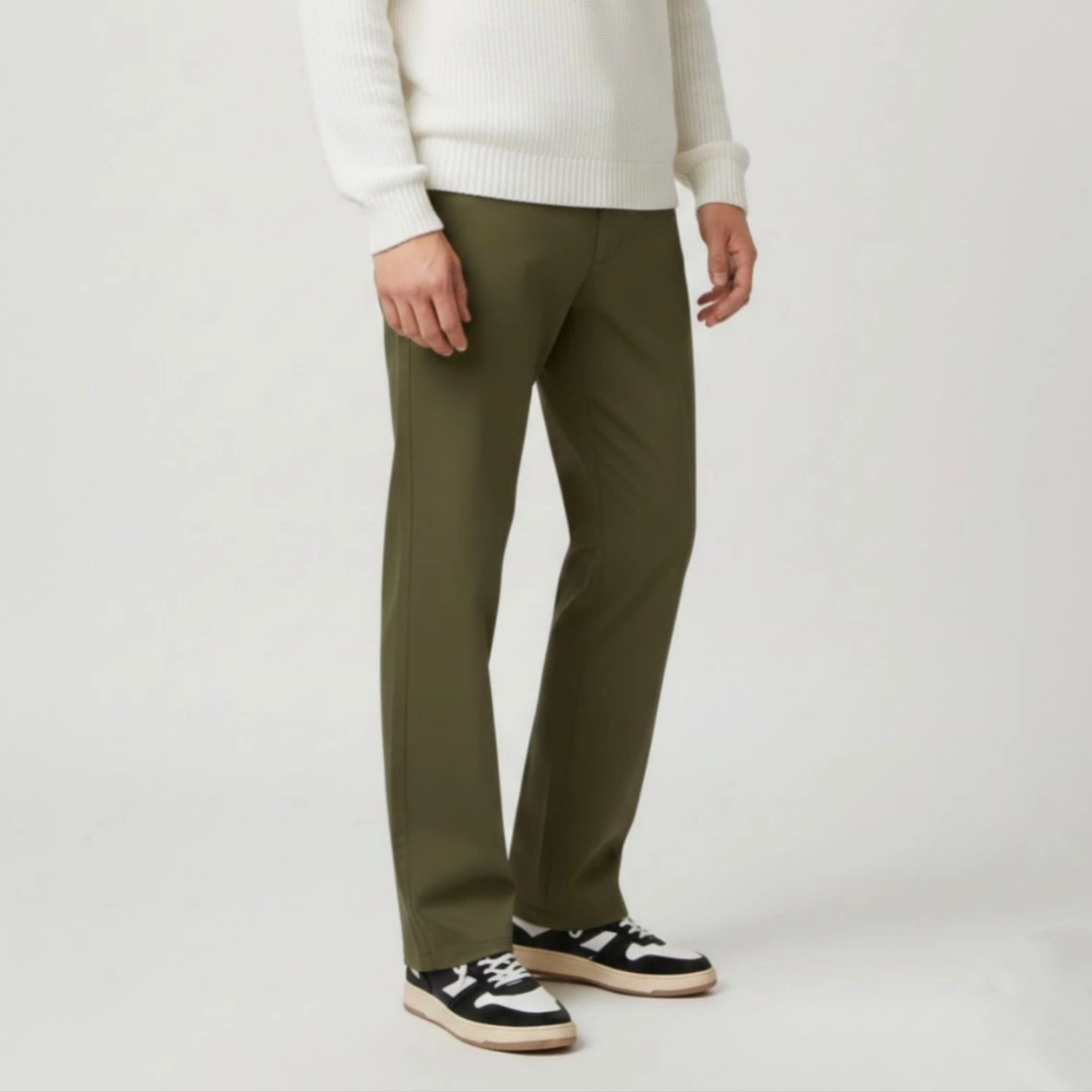 Olive Straight Cut Baggy Pants