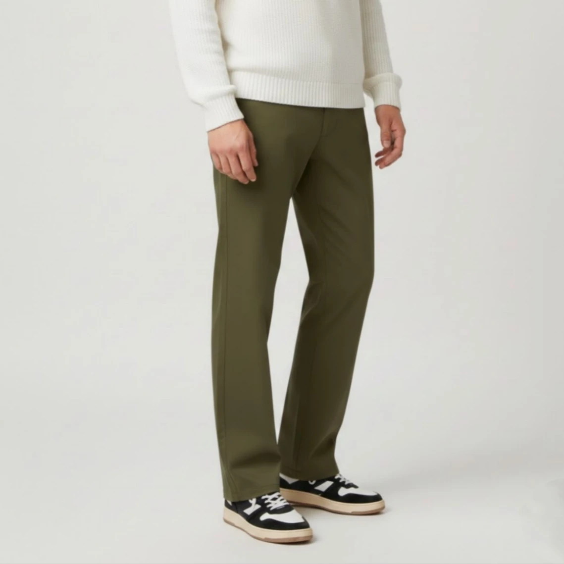 Olive  Straight Cut Baggy Pants